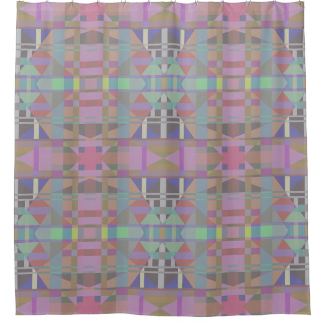 Der geometrische Duschvorhang ist grün Lila rosa (Vorderseite)