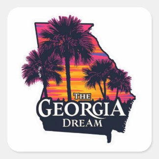 Der Georgia Dream American Retro Sommer Quadratischer Aufkleber