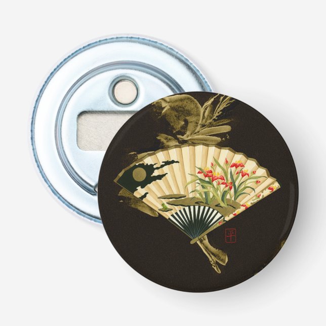 Der gequälte Orientalische Lüfter mit Blumendesign Flaschenöffner (Vorderseite)