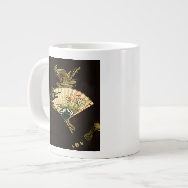Der gequälte Orientalische Lüfter mit Blumendesign Jumbo-Tasse (Vorderseite Links)
