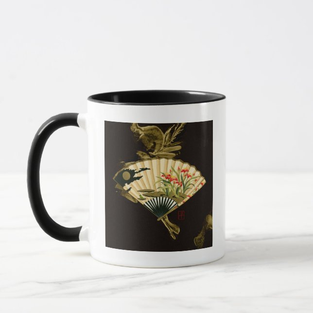 Der gequälte Orientalische Lüfter mit Blumendesign Tasse (Links)