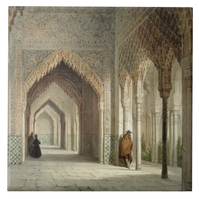 Der Gerichts-Raum des Alhambras, Granada, 1853 Fliese (Vorderseite)
