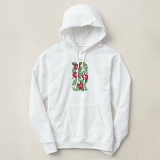 Der gestickte Hoodie der Hibiskus-Blumen-Frauen Bestickter Hoodie