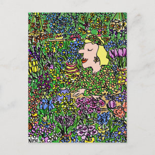 Der getarnte Florist auf einem Postkarte