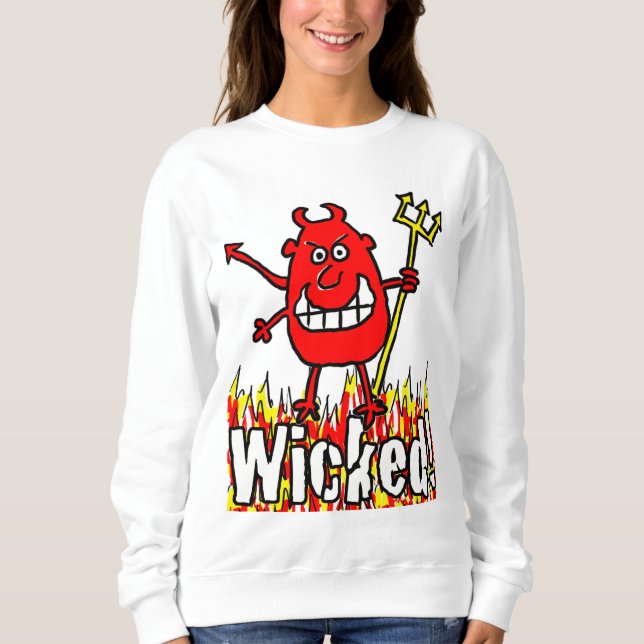 Der gewickte Teufel mit Flammen-Design Sweatshirt (Vorderseite)