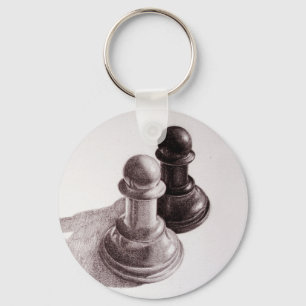 Der gezeichnete Bleistift verpfändet Schach Schlüsselanhänger