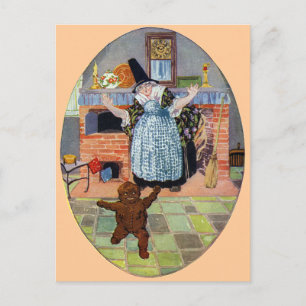 Der Gingerbread-Junge springt aus dem Ofen Postkarte