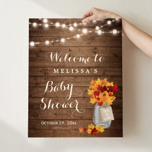 Der Girl Autumn lässt eine String Lights Babydusch Poster