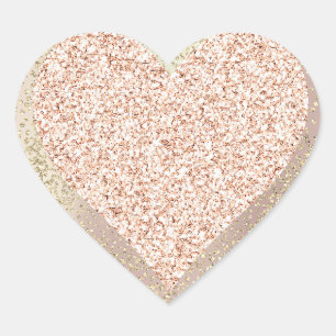Der Girly GoldRosen-Glitzer erröten Herz-Aufkleber