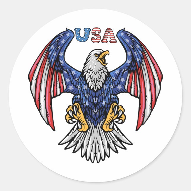 Der Glatzadler ist ein modernes amerikanisches nat Runder Aufkleber (Vorderseite)