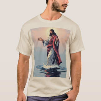 Der Glaube an die Tat: Jesus läuft auf dem Wasser- T-Shirt