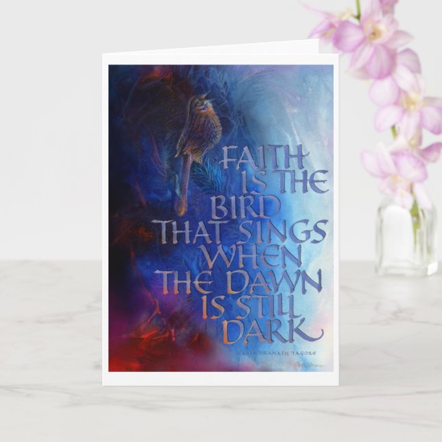 "Der Glaube ist der Vogel, der singt", 5" x 7", ge Karte (Orchidee)