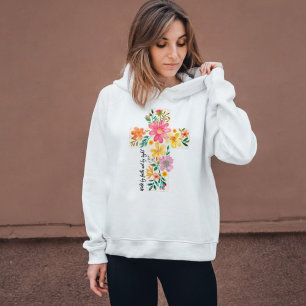 Der Glaube Jesus ist ein leichtes Blumenkreuz Hoodie