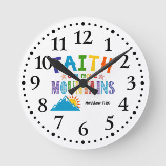Der Glaube kann die Berge bewegen Kinder Kunst Runde Wanduhr