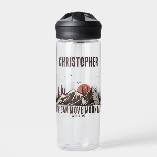 Der Glaube kann Gebirge Christliches Geschenk für  Trinkflasche (Vorderseite)