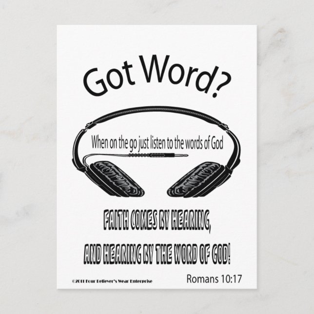 Der Glaube kommt durch das Hören von Design (Got W Postkarte (Vorderseite)