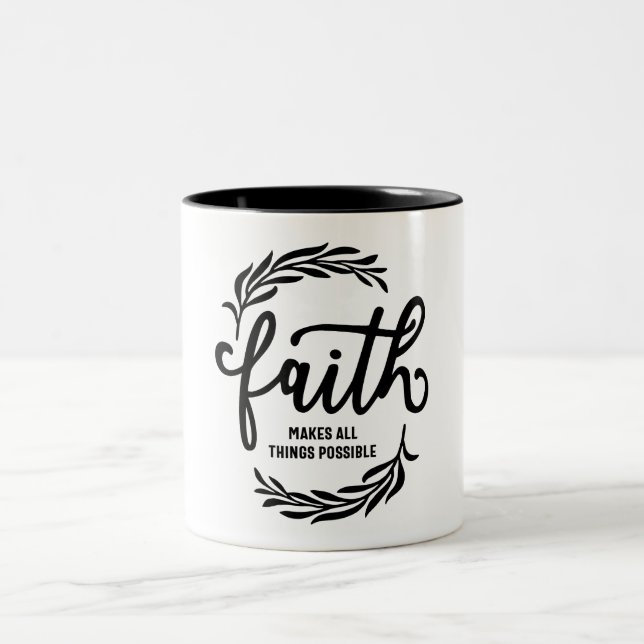 Der Glaube macht alles möglich - Christlich Zweifarbige Tasse (Mittel)