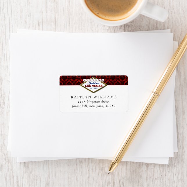 Der Glitzer Damask Las Vegas Wedding Collection Adressaufkleber (Insitu)