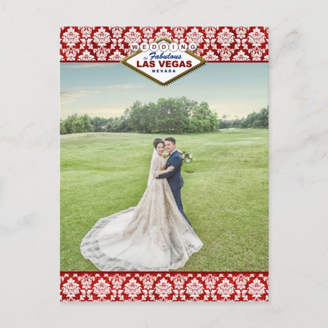 Der Glitzer Damask Las Vegas Wedding Collection Ankündigungspostkarte (Vorderseite)