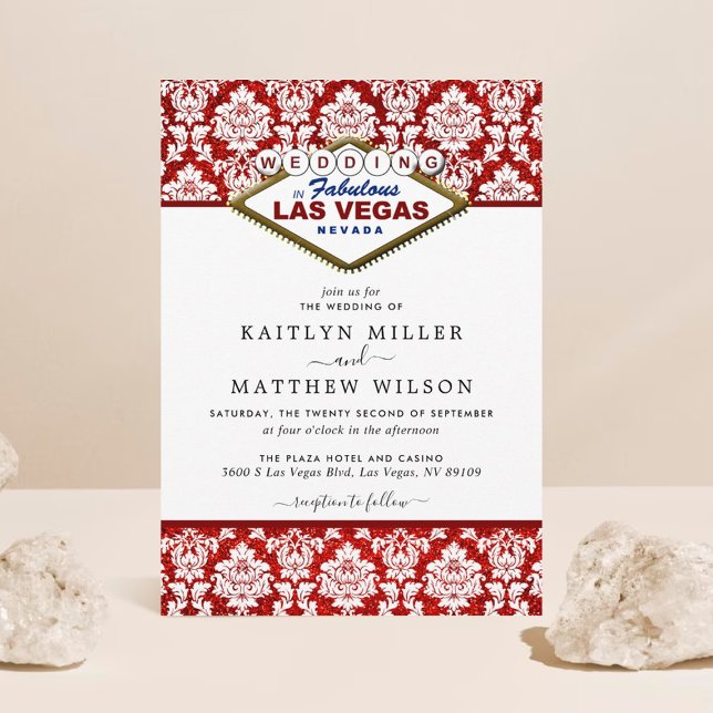 Der Glitzer Damask Las Vegas Wedding Collection Einladung (Von Creator hochgeladen)