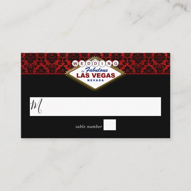 Der Glitzer Damask Las Vegas Wedding Collection Platzkarte (Vorderseite)