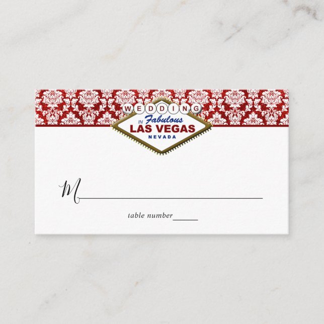 Der Glitzer Damask Las Vegas Wedding Collection Platzkarte (Vorderseite)