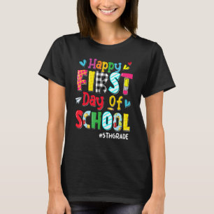 Der glückliche erste Tag der Schule 5. Klasse Lehr T-Shirt