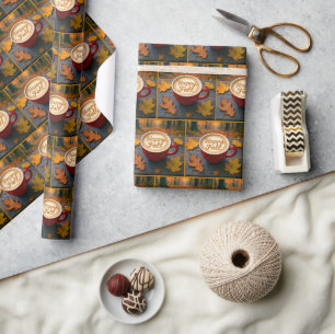Der glückliche Fall endet in roter Tasse mit Herbs Geschenkpapier