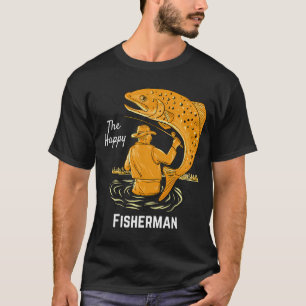 Der glückliche Fischer großes Angeldesign T-Shirt
