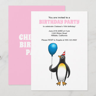 Der glückliche Geburtstagspinguin Einladung