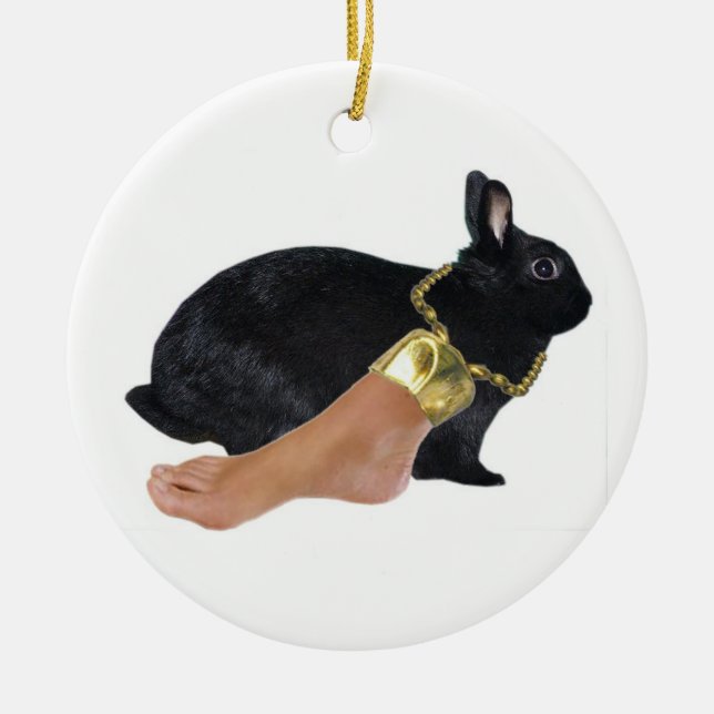 Der glückliche menschliche Fuß des Kaninchens Keramik Ornament (Vorne)