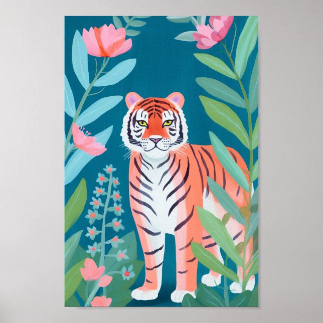 Der glückliche Orange Tiger Poster (Vorne)