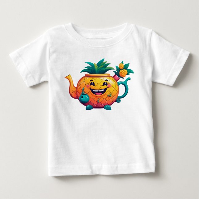 Der glückliche und wohlhabende Ananas-Teekessel Baby T-shirt (Vorderseite)