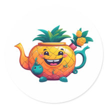 Der glückliche und wohlhabende Ananas-Teekessel