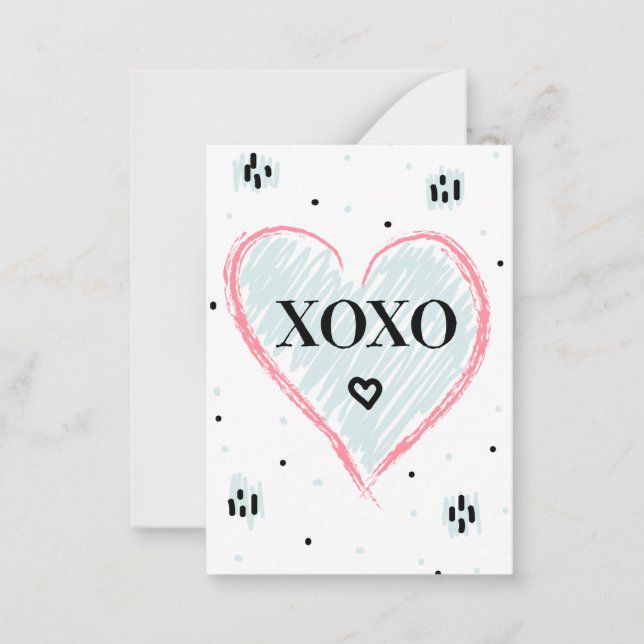 Der glückliche Valentinstag | Hugs & Kisses Mitteilungskarte (Vorderseite)