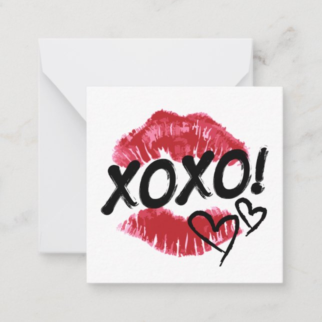Der glückliche Valentinstag | Hugs & Kisses Mitteilungskarte (Vorderseite)