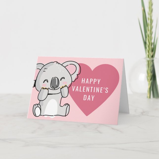 Der glückliche Valentinstag | Niedlicher Koala-Bär Karte (Vorderseite)