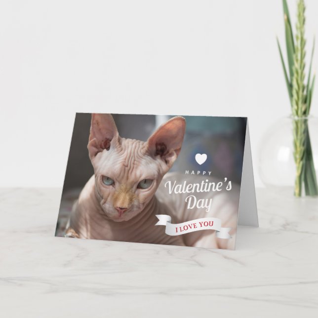 Der glückliche Valentinstag | Sphynx Hairless Cat Karte (Vorderseite)