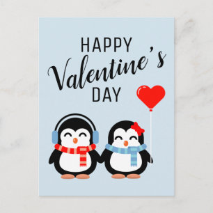 Der glückliche Valentinstag   Süsse Pie Penguins Postkarte