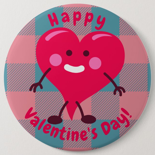 Der glückliche Valentinstag | Whimsical Heart Char Button (Vorderseite)