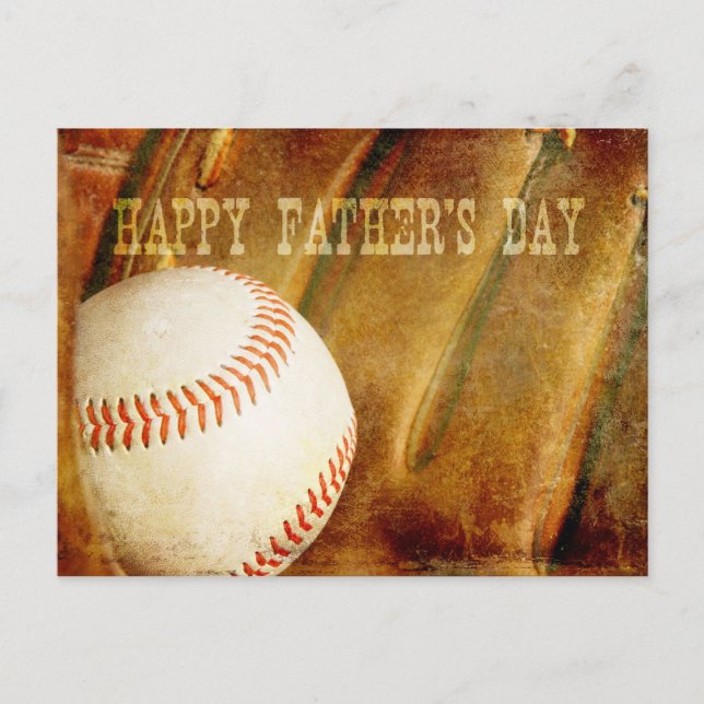 Der glückliche Vatertag verblasste Baseball Postkarte (Vorderseite)
