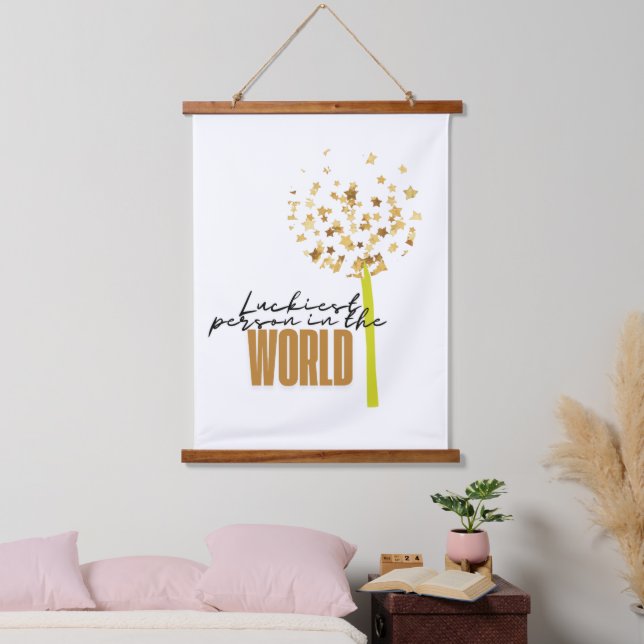 Der glücklichste Mensch der Welt Wandteppich Mit Holzrahmen (Schlafzimmer)