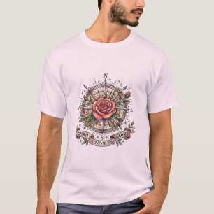 Der glückselige Pfad: Tattoo-Rosenkompass T-Shirt