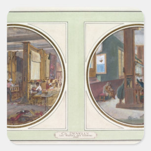Der Gobelins-Workshop, 1840 Quadratischer Aufkleber