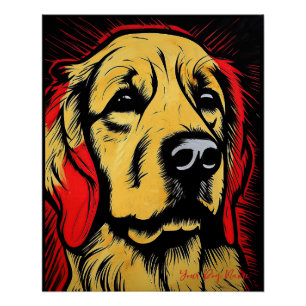 Der Golden Retriever Dog, Rot und Schwarz 004 - Ul Poster