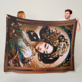Der Goldene Drache Geisha Girl Kunst von Xzendor7 Fleecedecke