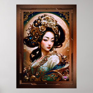 Der Goldene Drache Geisha Girl Kunst von Xzendor7 Poster