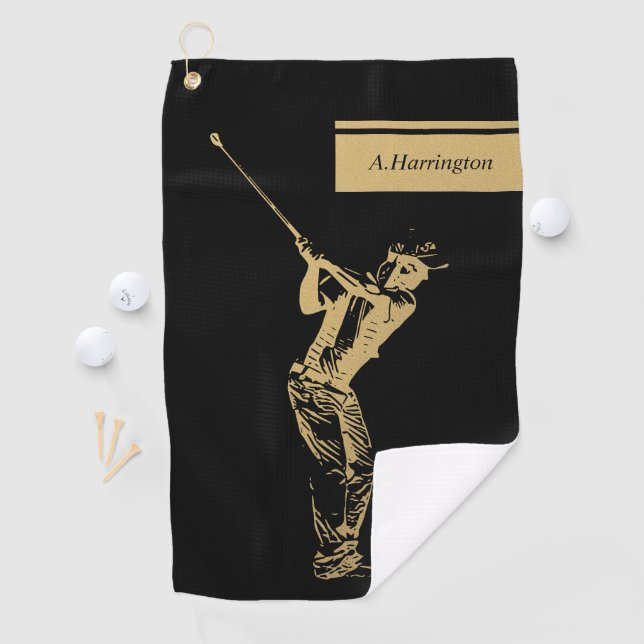 Der goldene Golfer Golfhandtuch (Insitu)
