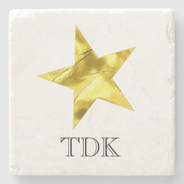 Der goldene Metallstar ist personalisiert Steinuntersetzer (Vorderseite)