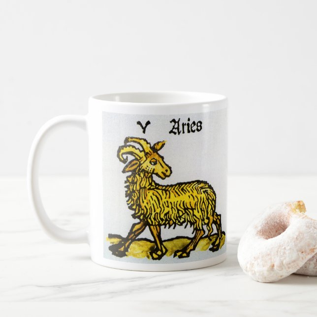 Der goldene Ram, Vintage Zeichen des Zodiaks Kaffeetasse (Mit Donut)